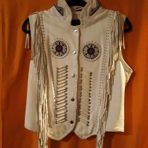 Leather Vest/Vance Leather/Size L/Cream Color